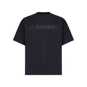 Jil Sander Men Blue Lightweight Cotton Jersey Logo T-Shirt
